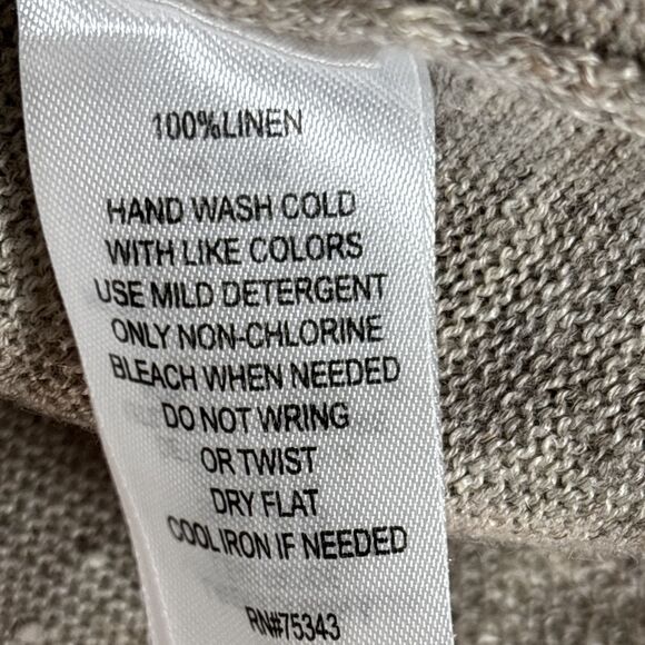 Cynthia Rowley Sweater M 100% Linen Cardigan Beige Heathered Capsule Minimalist - Picture 7 of 12